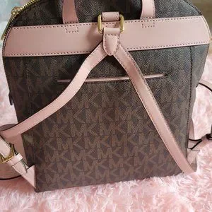 MICHAEL KORS Cindy MK Signature BROWN Large/ Backpack Bag Gold Logo Retails $298 MICHAEL KORS Cindy MK Signature BLACK Large Backpack Bag  main image 3